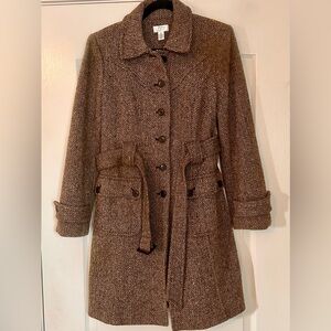 Timeless Elegance! VINTAGE Ann Taylor LOFT Brown Herringbone Wool